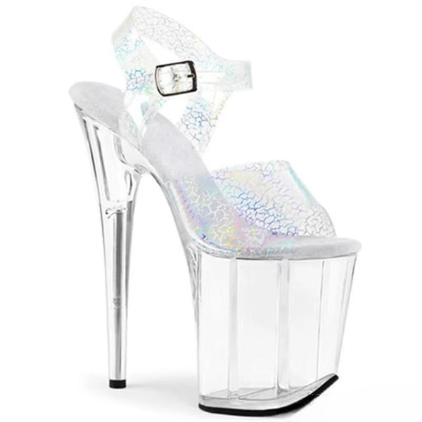 20 cm sexy through crystal waterproof platform model sandals