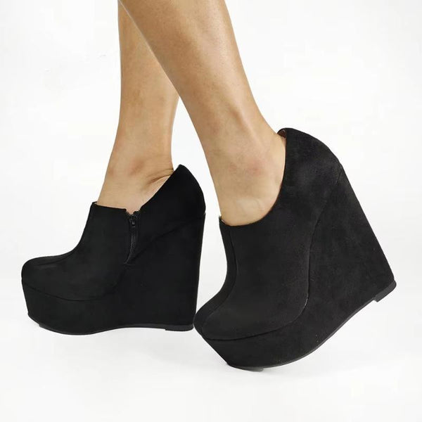 Platform Wedge Booties Height Increasing Ankle Boots