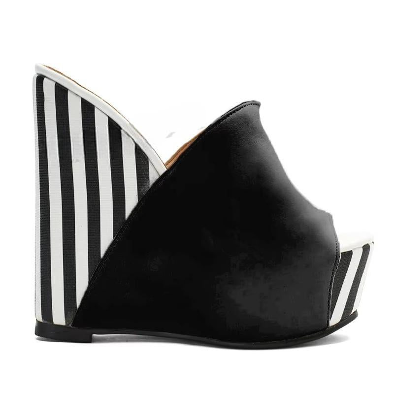 FASHION Women Platform Wedges Mules Slip On Pumps High Heels Sandals