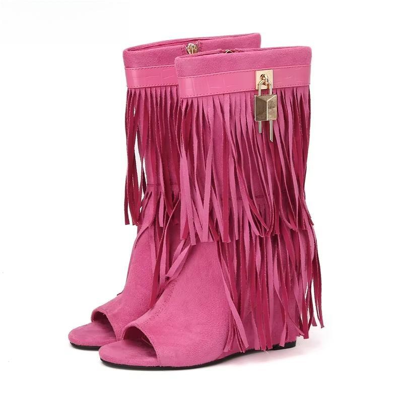 Spring Summer New Design FRINGE Wedges High Heels Women Boots Sandals