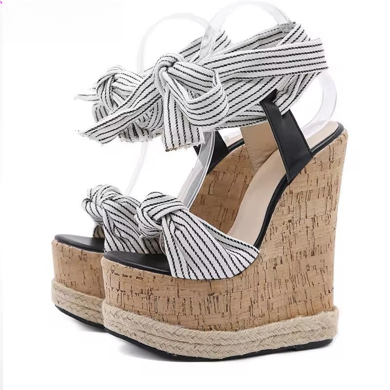 Summer Solid White Platform Wedges Sandals Women Fashion High Heels