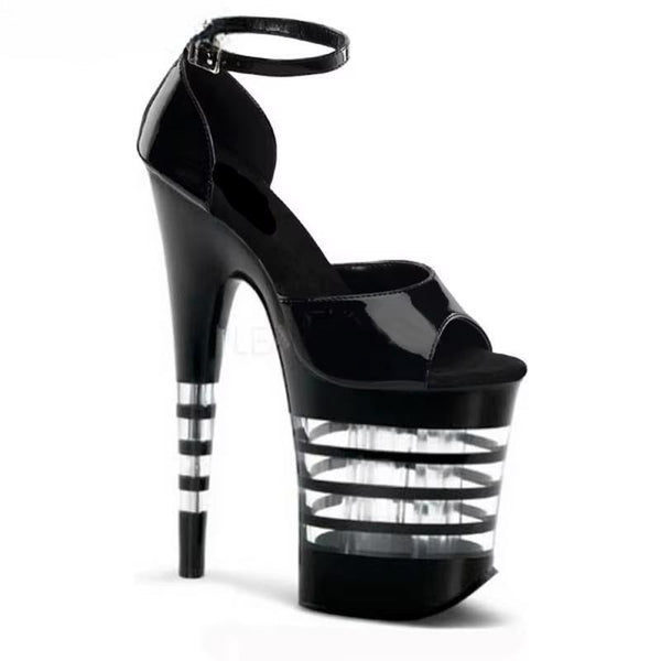 20cm sexy shoes stripe heels transparent crystal shoes sandals