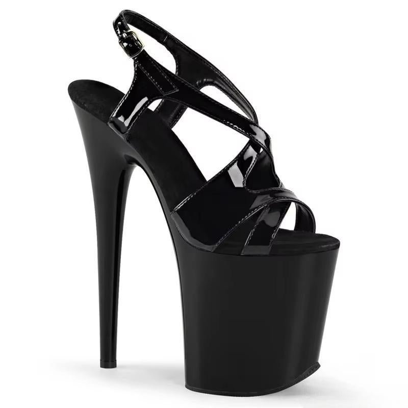 Summer 20 cm sexy matte black vamp heels, 8 inch stiletto sandals