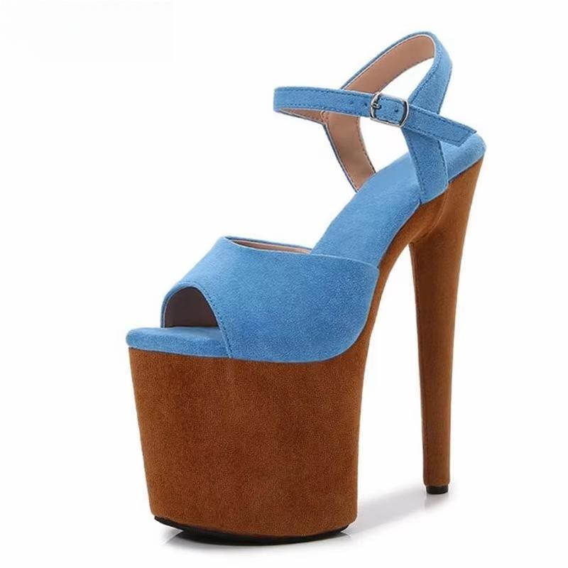 Summer Female 8 inches Pole Dance Sandals Flock Women Wedding Shoes 20cm Thin Heels