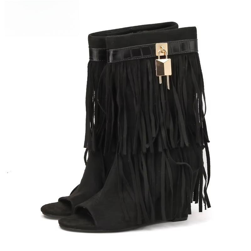 Spring Summer New Design FRINGE Wedges High Heels Women Boots Sandals