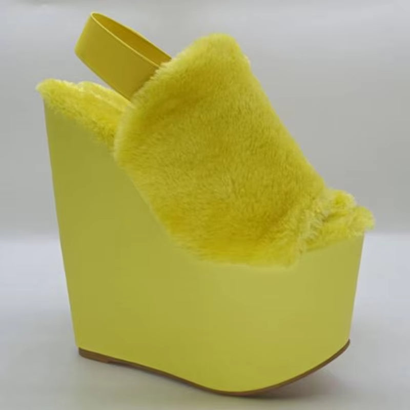 Women Sandals Platform Wedges Elastic Band Slip On 20CM High Heels Pumps