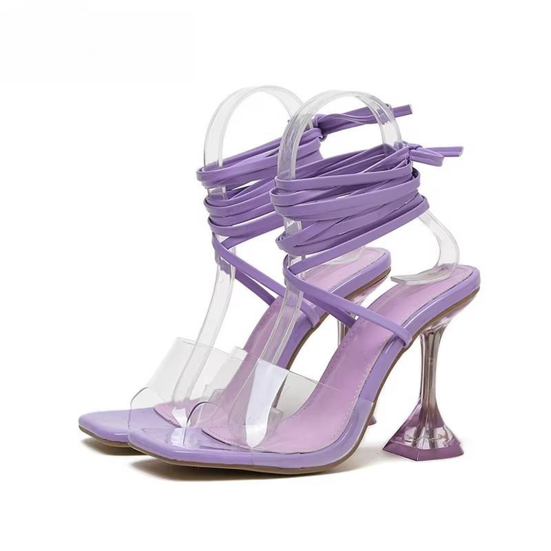 New Design Transparent PVC Sandals Women Summer Wedding Crystal High Heels