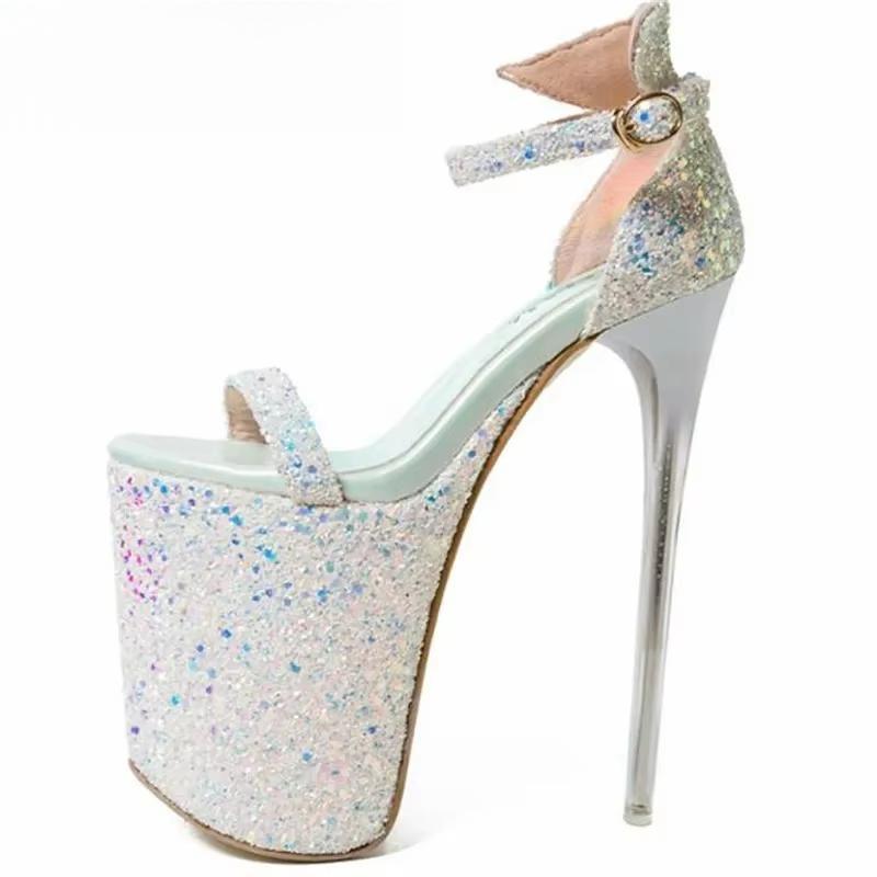 Summer Pumps Nightclub Bling Sexy Platform Shoes Woman Buckle Sandals 20cm