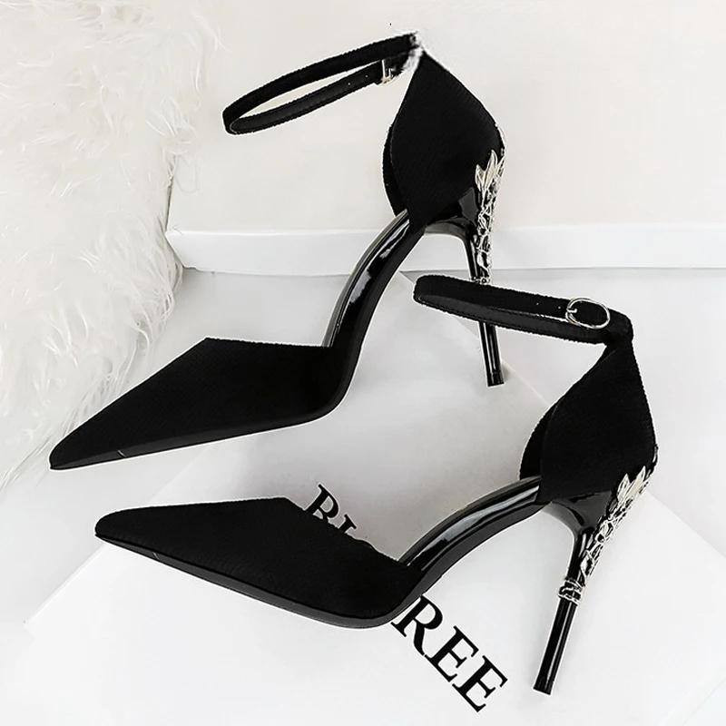 New Design Suede Women Pumps Metal Heel High Heels Sexy Luxury Party Shoes