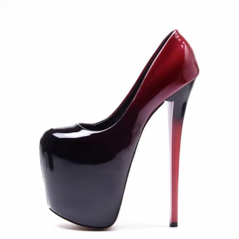 Sexy Stilettos 19cm Thin High-Heeled Patent Leather Platforms Shoes Woman