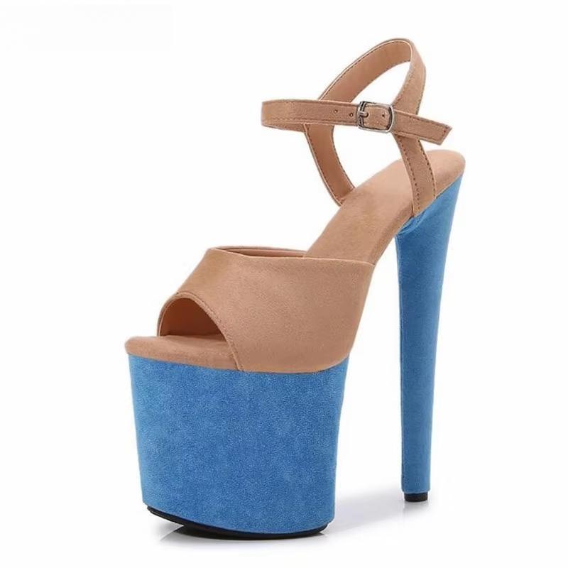 Summer Female 8 inches Pole Dance Sandals Flock Women Wedding Shoes 20cm Thin Heels