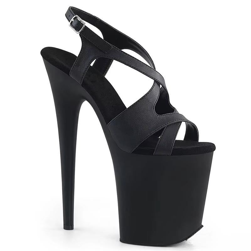 Summer 20 cm sexy matte black vamp heels, 8 inch stiletto sandals