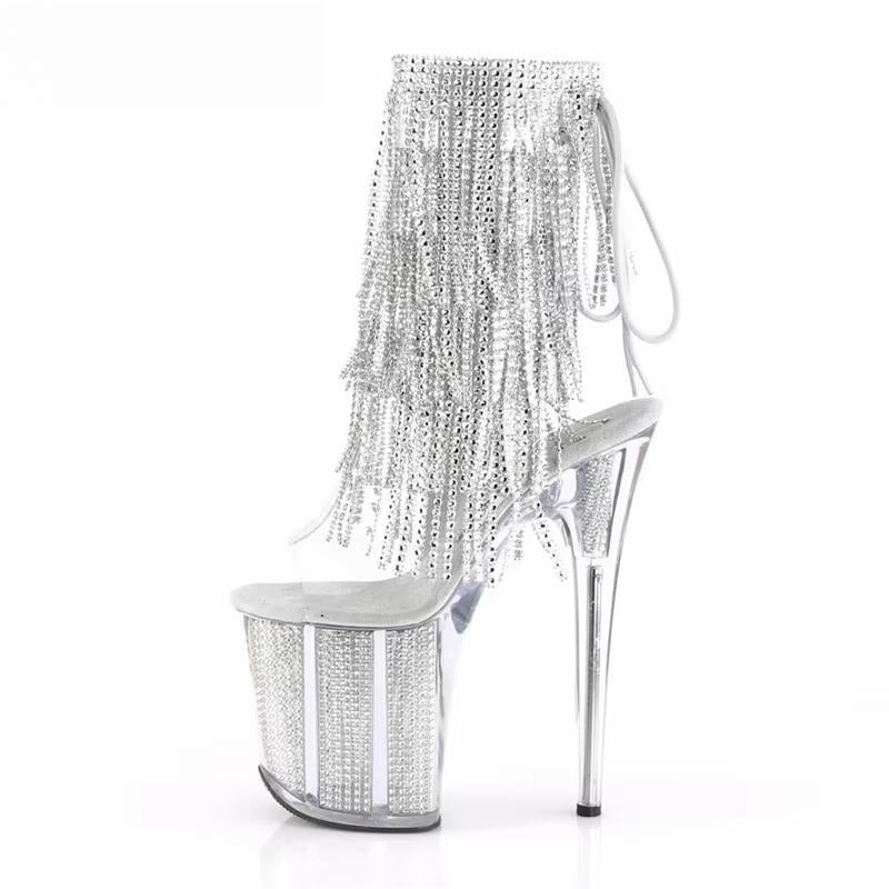 Summer Nightclub Ankle Cool boot Ladies 20cm Thin heels Plataform Bling Bridal Sandals