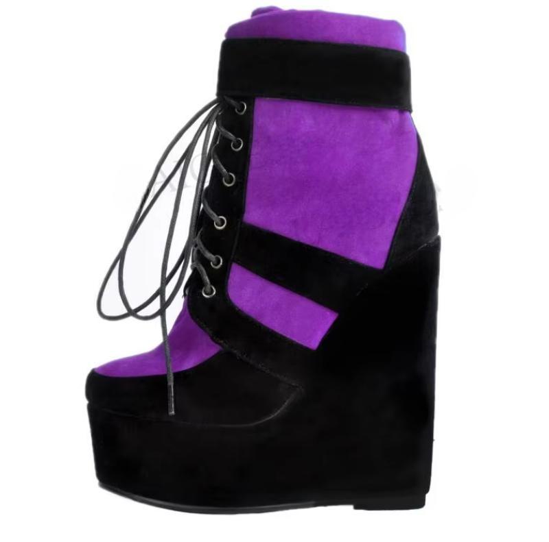 Faux Suede Wedge Platform Boots Thick Bottom Botas Feminina Bottes Shoes Woman