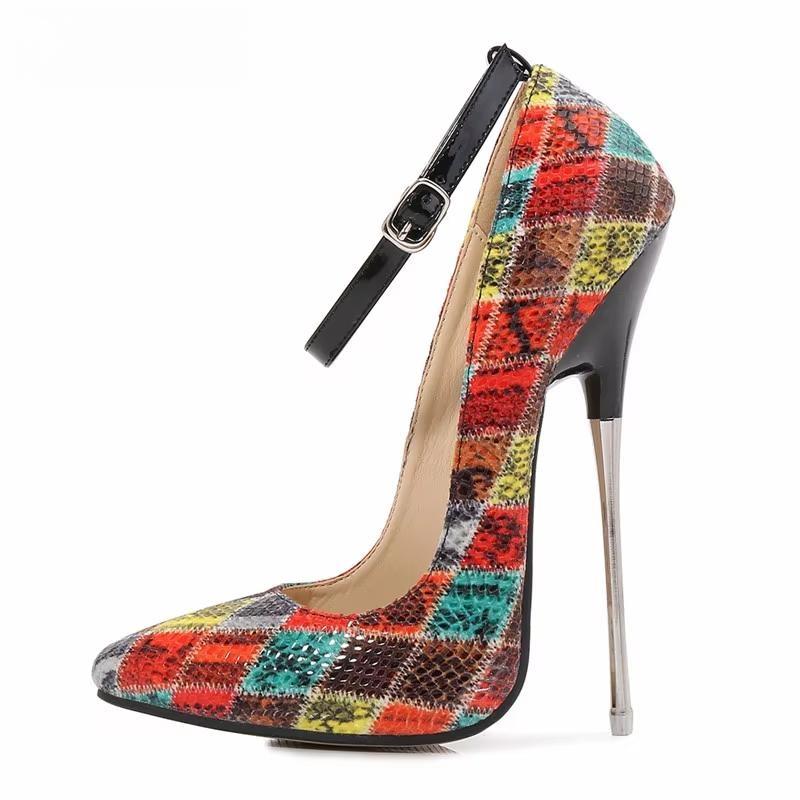 Spring 16cm thin high heels shoes woman snake pattern pumps