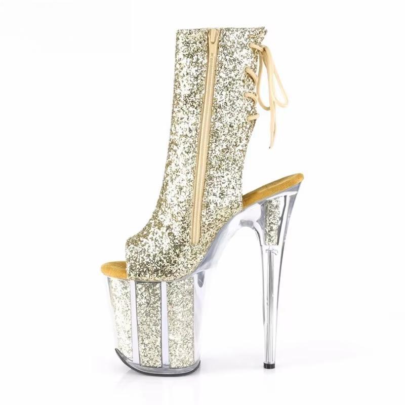 Summer Nightclub Ankle Cool boot Ladies 20cm Thin heels Plataform Bling Bridal Sandals