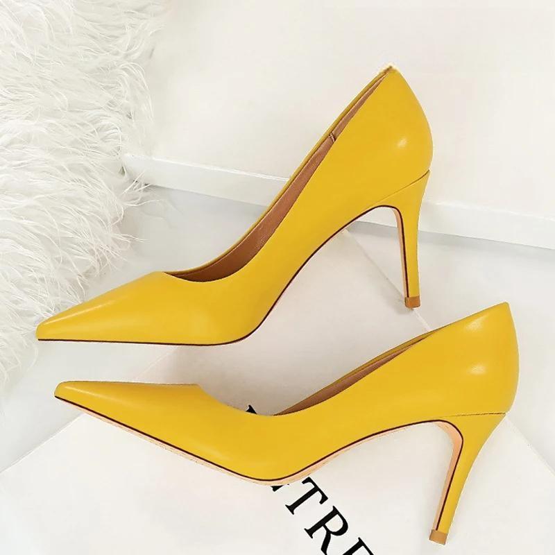 7.5 Cm Heels Pu Leather Woman Pumps Occupation OL Office Shoes
