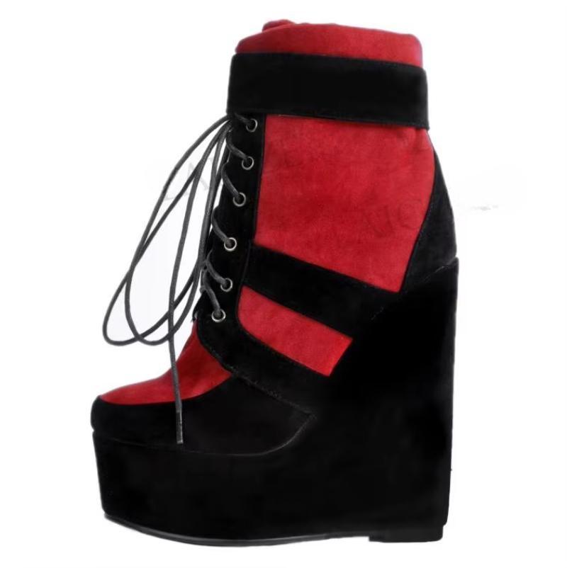 Faux Suede Wedge Platform Boots Thick Bottom Botas Feminina Bottes Shoes Woman