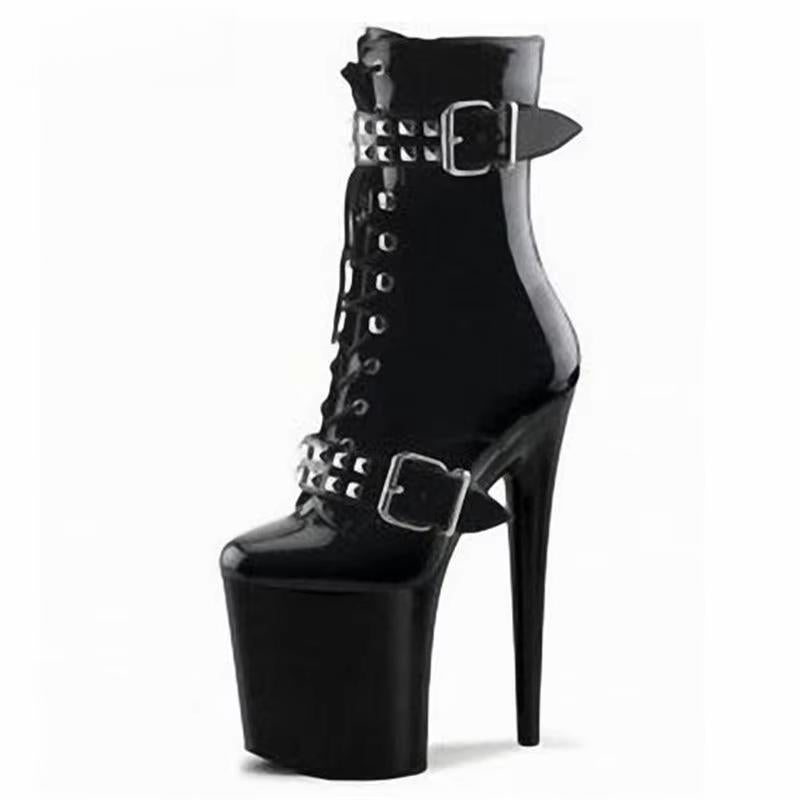 Nightclub Women Ankle boot Zip Belt buckle Ladies 23cm Thin heels Botines