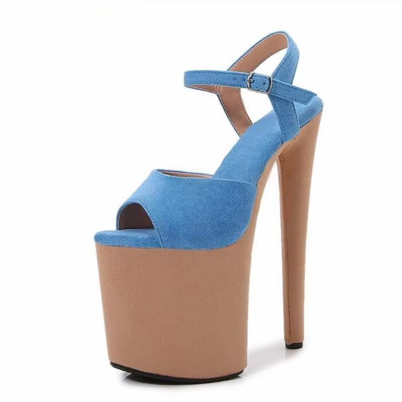 Summer Female 8 inches Pole Dance Sandals Flock Women Wedding Shoes 20cm Thin Heels