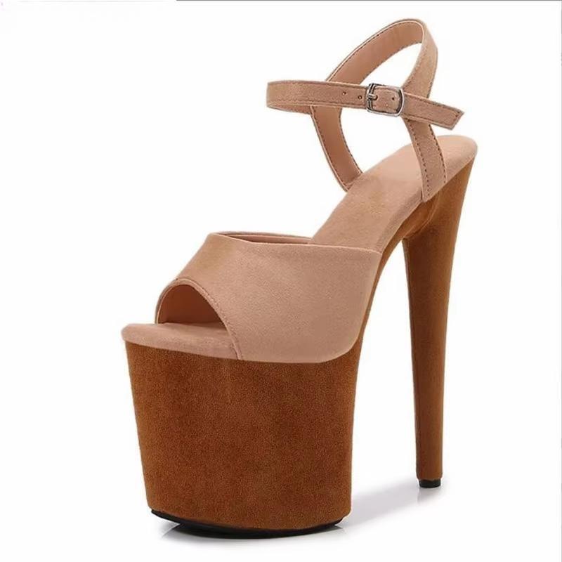 Summer Female 8 inches Pole Dance Sandals Flock Women Wedding Shoes 20cm Thin Heels