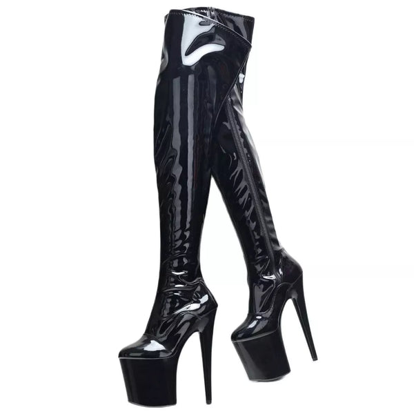 Women Sexy Over-the-Knee Boots 20CM Super High Heel  Fetish Pole Dance Thigh Long Boots