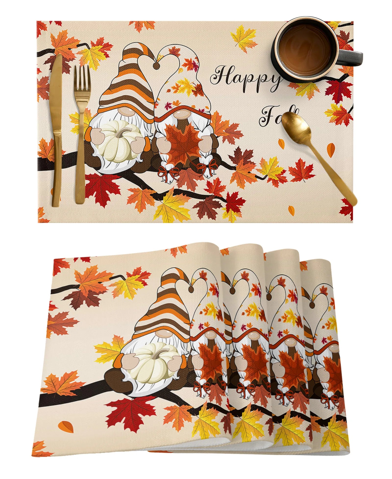 Thanksgiving Pumpkin Maple Leaf Dwarf Table Runner