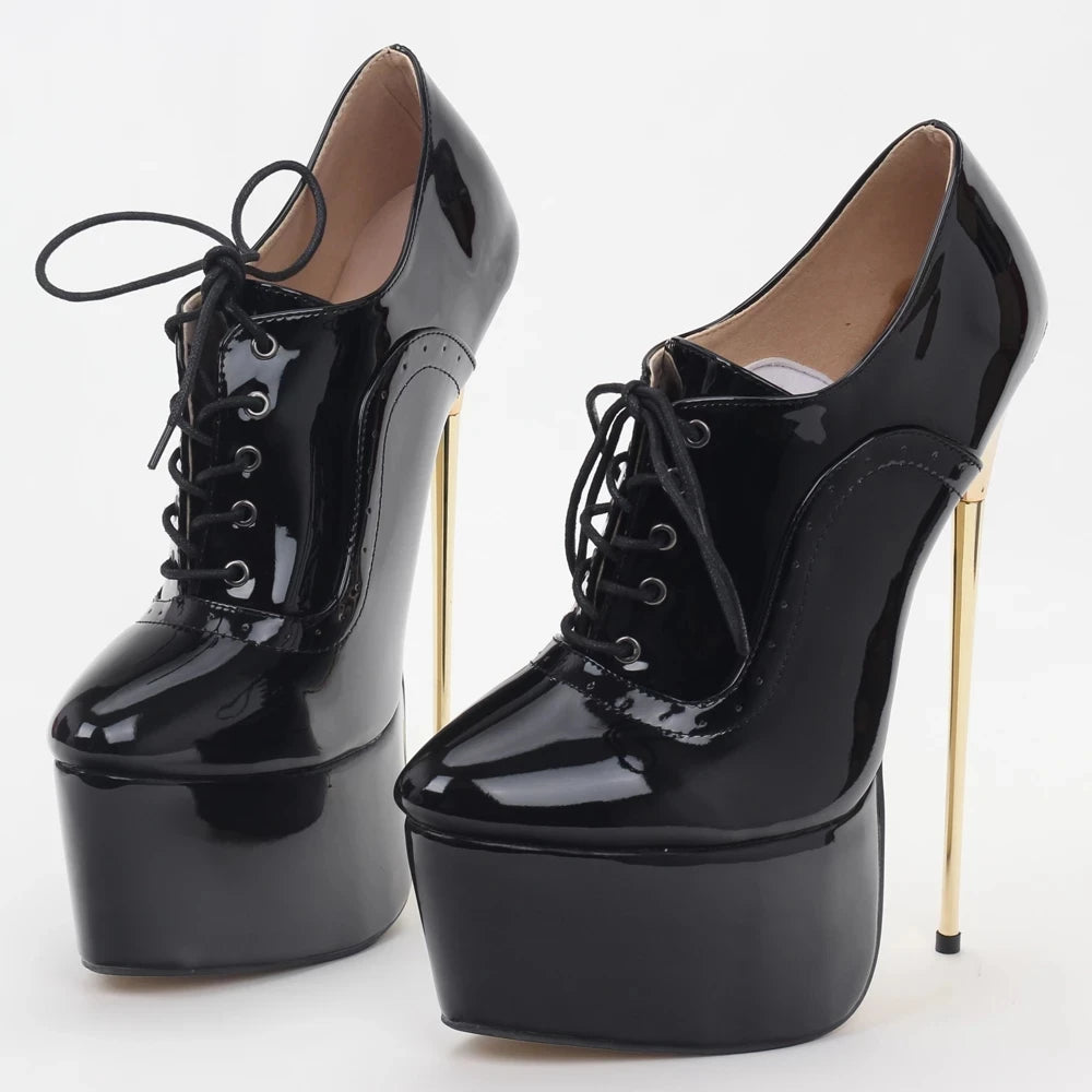 European and American Fashion Round-toe Lace-up 22CM Super High Heel Platform Women's Shoes