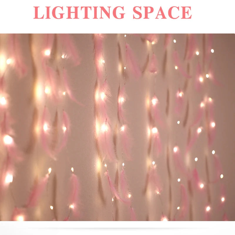 DIY 3m LED Feather String Lights Garland Curtain Fairy Lamp