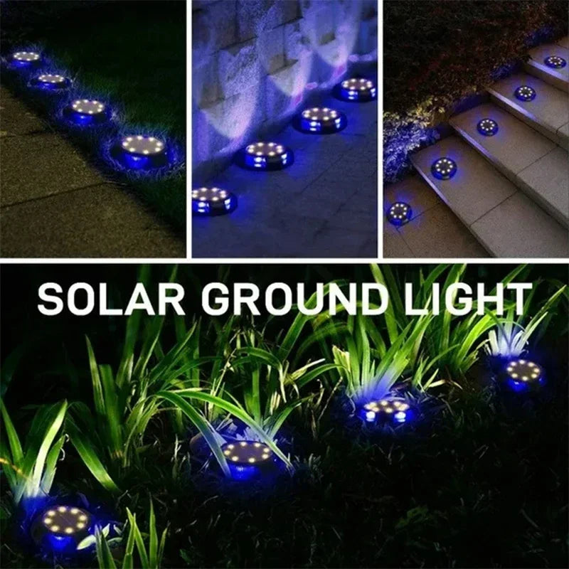 12LED Solar Power Disk Light Outdoor Garden Solar Underground Light Deck Light