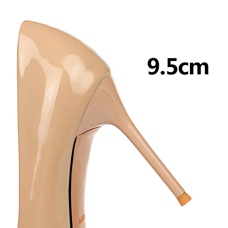 Metal Button Woman Pumps Patent Leather High Heels Luxurious Sexy Party Shoes Stiletto Heels
