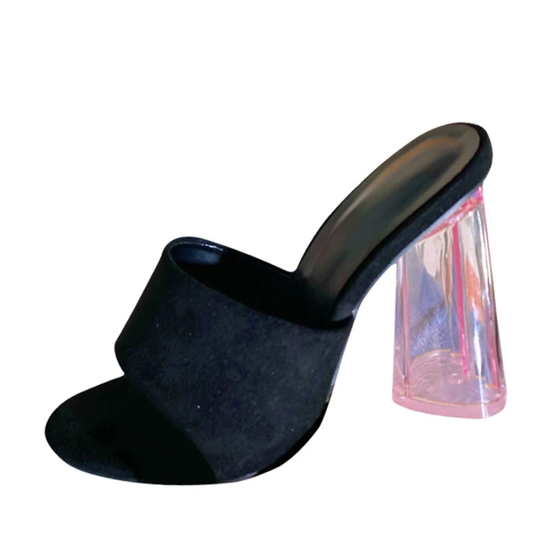 Summer Fashion Strange Transparent Heeled Slippers For Women