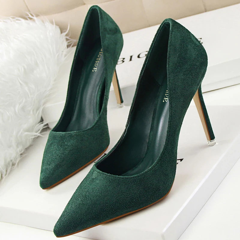 New Women Pumps Suede High Heels Shoes Fashion Office Shoes Stiletto Party Shoes