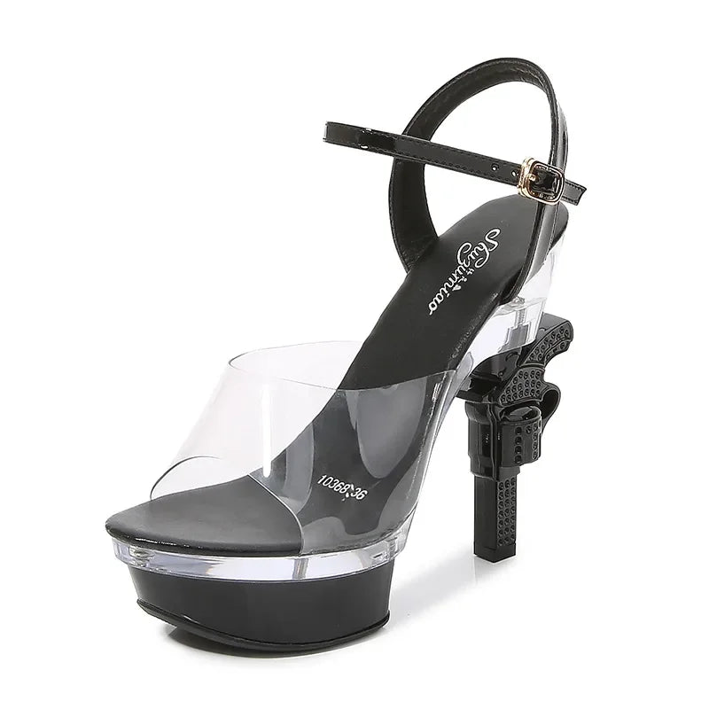 Sexy PVC Transparent Crystal Shoes Women Party Sandals