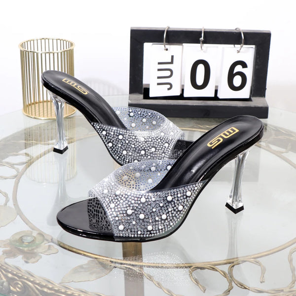 summer outside rhinestones drag thin heels fashion women's sandals