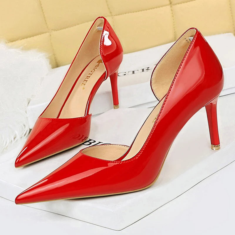 Patent Leather Heels  Fashion Woman Pumps Stiletto Women Sexy Party Shoes