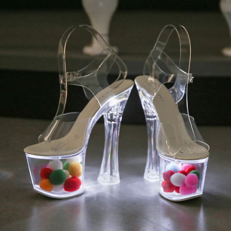 Fashion Sandals Transparent LED Platform Women's Shoes