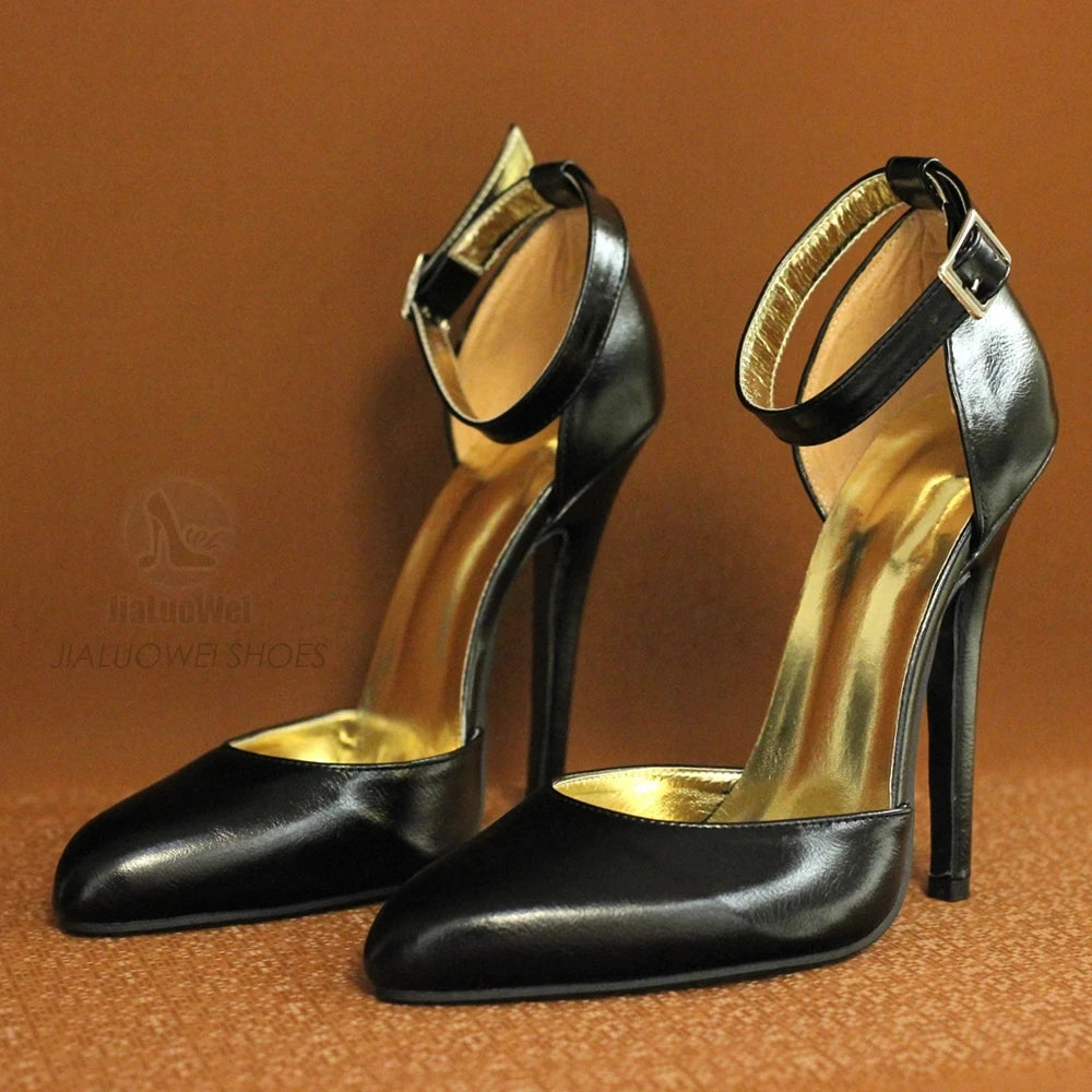 New 14CM High Heels Classic Ankle Strap Pointed Toe Party Club Shoes