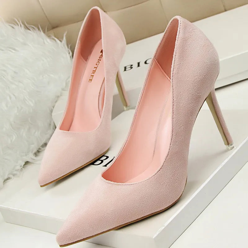 New Women Pumps Suede High Heels Shoes Fashion Office Shoes Stiletto Party Shoes