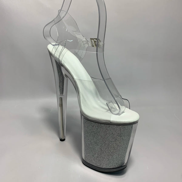 Shiny transparent 20cm high heels 8-inch crystal wedding shoes