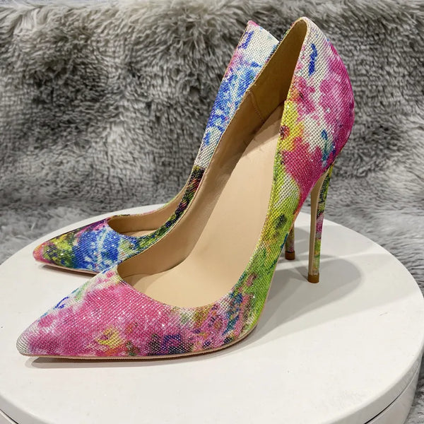 Colorful Sequins shoes for women sensual high heels