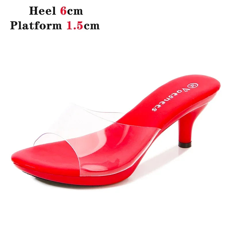 Summer Sandals 6cm Thin Low-heeled Slippers Women Shoes Patent Leather Slippers