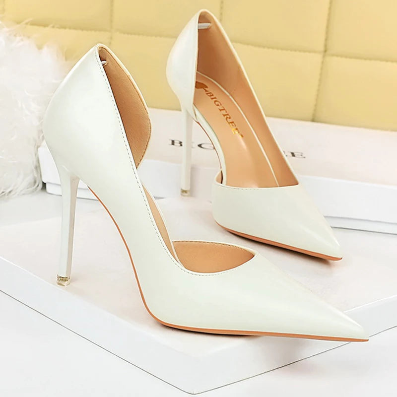 Black Women Pumps Quality Leather Women Shoes High Heels Fashion Wedding Shoes