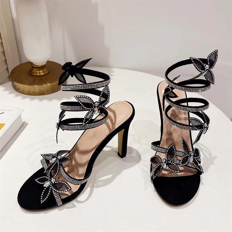 Fashion Peep Toe Butterfly Thin Heels Sandals Women