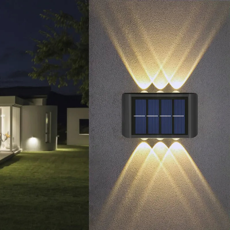Solar Wall Lights Up Down LED Patio Deck Fence Lamp