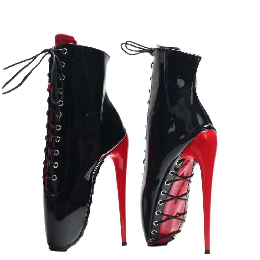 Ankle Ballet Boots 7" High Heels Pointed toe Cross-tied Sexy Fetish Exotic Shoes
