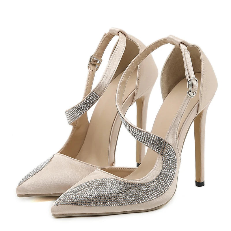Fashion Crystal Rhinestone High Heels Women Office Shoes