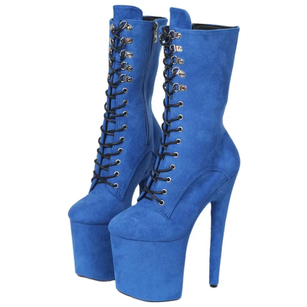 Pole Dance Boots 20cm High Spike Heel Platform Lace-up Sexy Women Ankle Boots