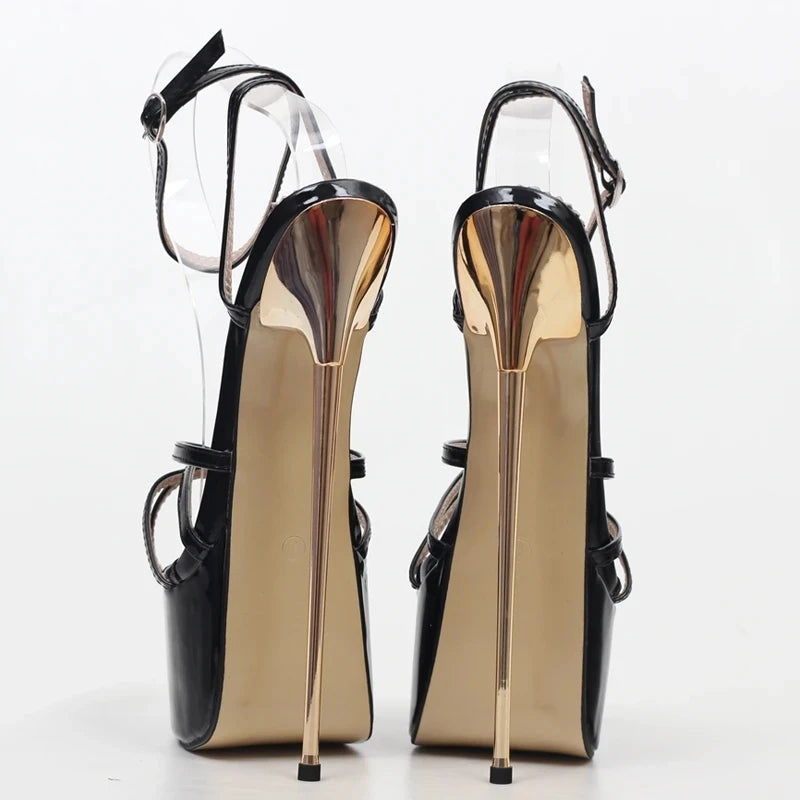 Summer 22CM Super High Heel Platform Sandals Metal Heels Open-toe Women's Pumps