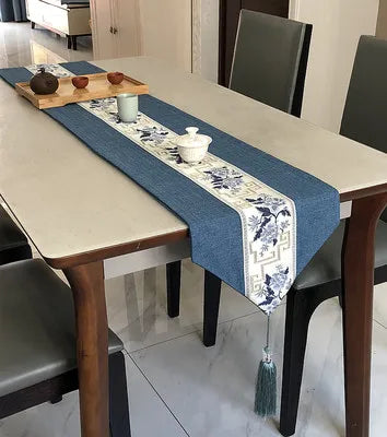 Chinese Style Table Runner Luxury Cotton Linen Jacquard Table Runners
